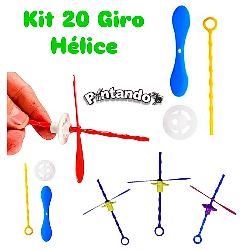 Kit 20 Giro Hélice Girocoptero Brinquedo Hélice e lançador Lembrancinha Festa Infantil