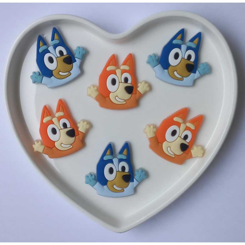 Aplique Emborrachado Infantil Bluey e Bingo Laços Tiaras Prendedores Artesanato DIY 6und