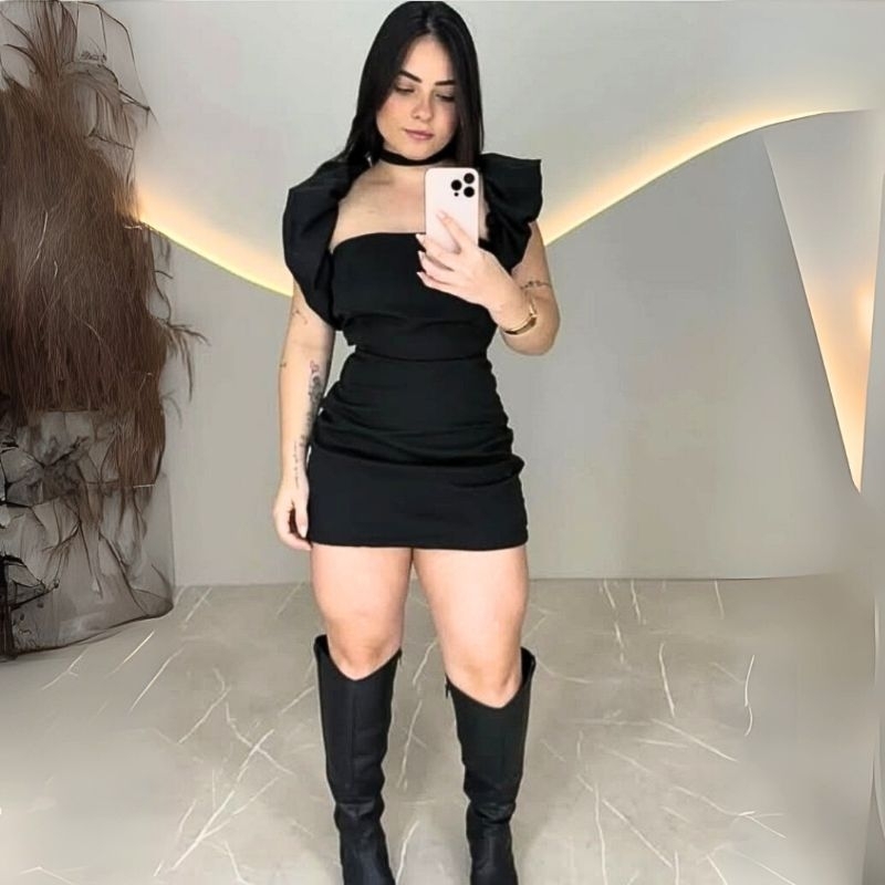 Vestido Alfaiataria Vermelho com Alça bufante Moda paty Vestido Curto Festa em Oferta na Shopee