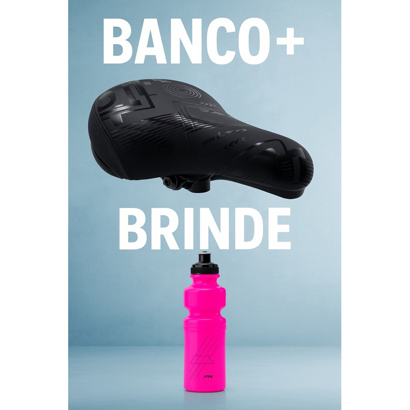 Selim Banco De Bicicleta + Garrafinha de Brinde |Preto Nitro Dirt Jump Freeride Modelo 243 DDK Gios Viking