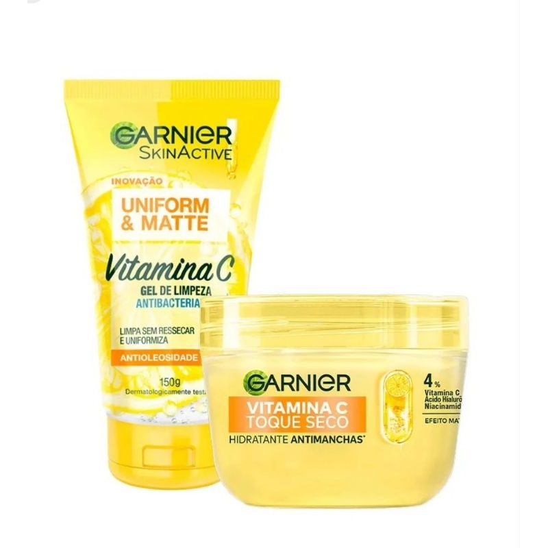 Kit Uniform E Matte Vitamina C Gel de Limpeza 150ml + Hidratante Gel Antimanchas Garnier 85g