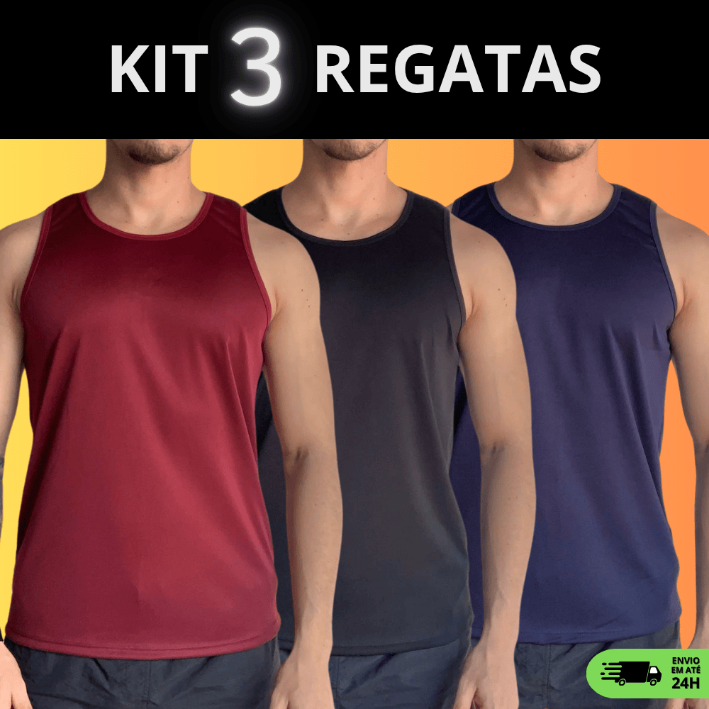 Kit 3 Regatas Masculina Dry Fit Camiseta Básica Treino Academia Anti Suor Anti Odor Proteção Solar em Oferta na Shopee