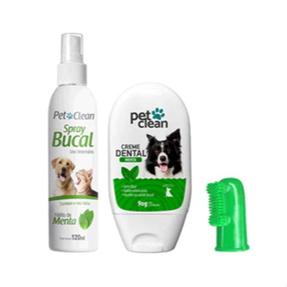 Kit Creme Dental + Spray Bucal + Escova Dedeira Pet Clean em Oferta na Shopee