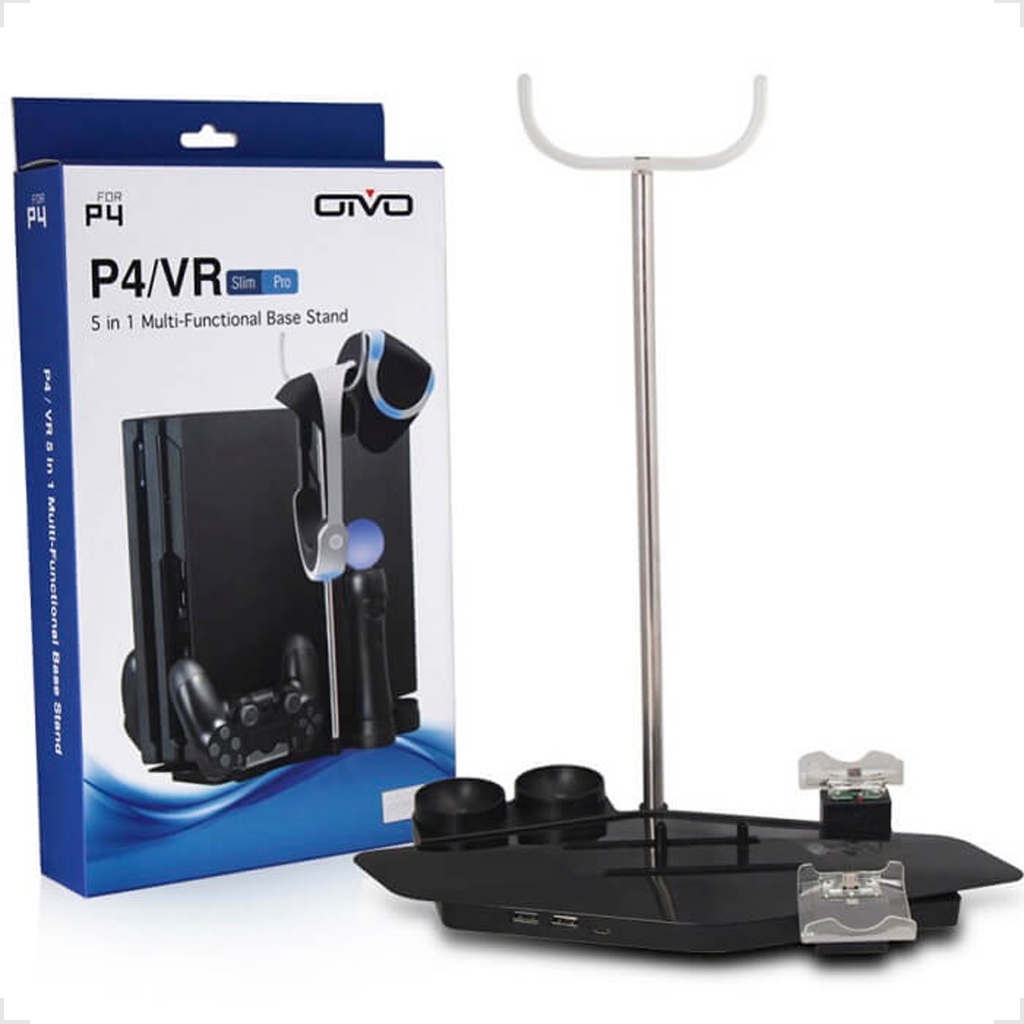 Suporte Vertical 5 em 1 e Carregador Move Ps4/Vr Ps4 Pro, Ps4 Slim e Ps4 Oivo Iv-P4s011