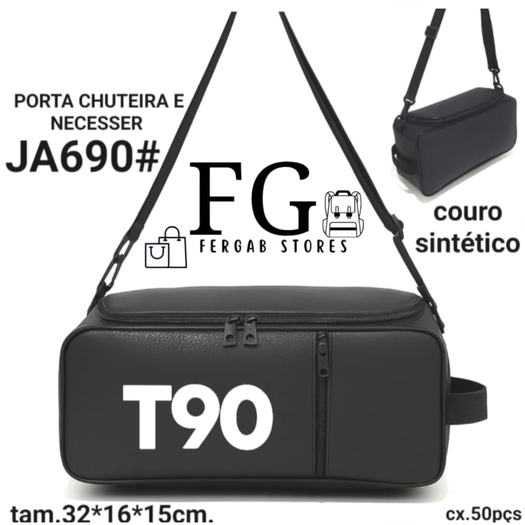 Bolsa Academia Esportes Porta Couro Tenis Sport Treino PRETA JA690