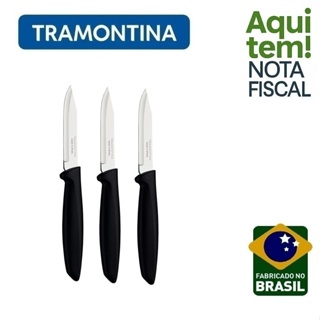 Faca para Legumes e Frutas Tramontina Plenus Lâmina em Aço Inox e Cabo de Polipropileno Preto em Oferta na Shopee