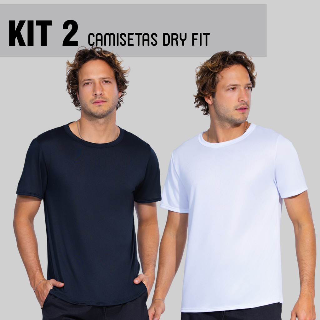 Kit 2 Camisetas Dry Fit Masculina Esportiva Treino Academia Corrida Exercícios Transpiravel