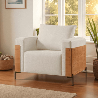 Poltrona Heitor Metal Luxo Madeira Maciça Castellar Móbile em Oferta na Shopee