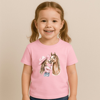 Camiseta Infantil Juvenil Para Menina Cavalo Country Blusa Tshirt Feminina delicada em Algodão em Oferta na Shopee