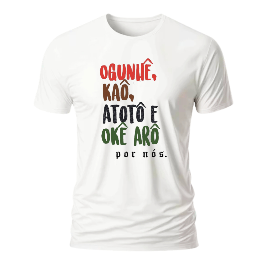 Camiseta Básica Unissex Axé Fé Orixás Xangô Iemanja Ogum Oxum Iansá Oxóssi Exu Umbanda100% Algodão