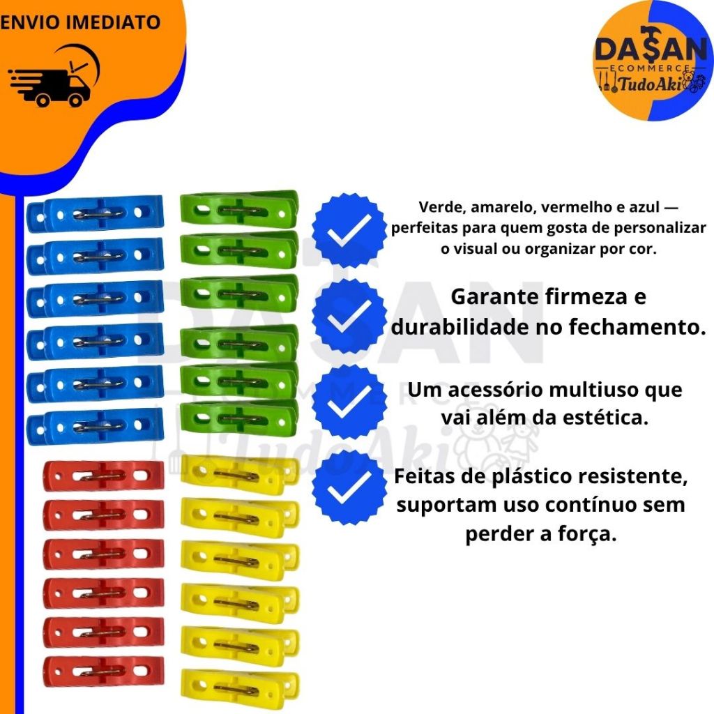 Prendedor de Roupa Plástico 3x5cm – Cores Sortidas e Alta Fixação em Oferta na Shopee