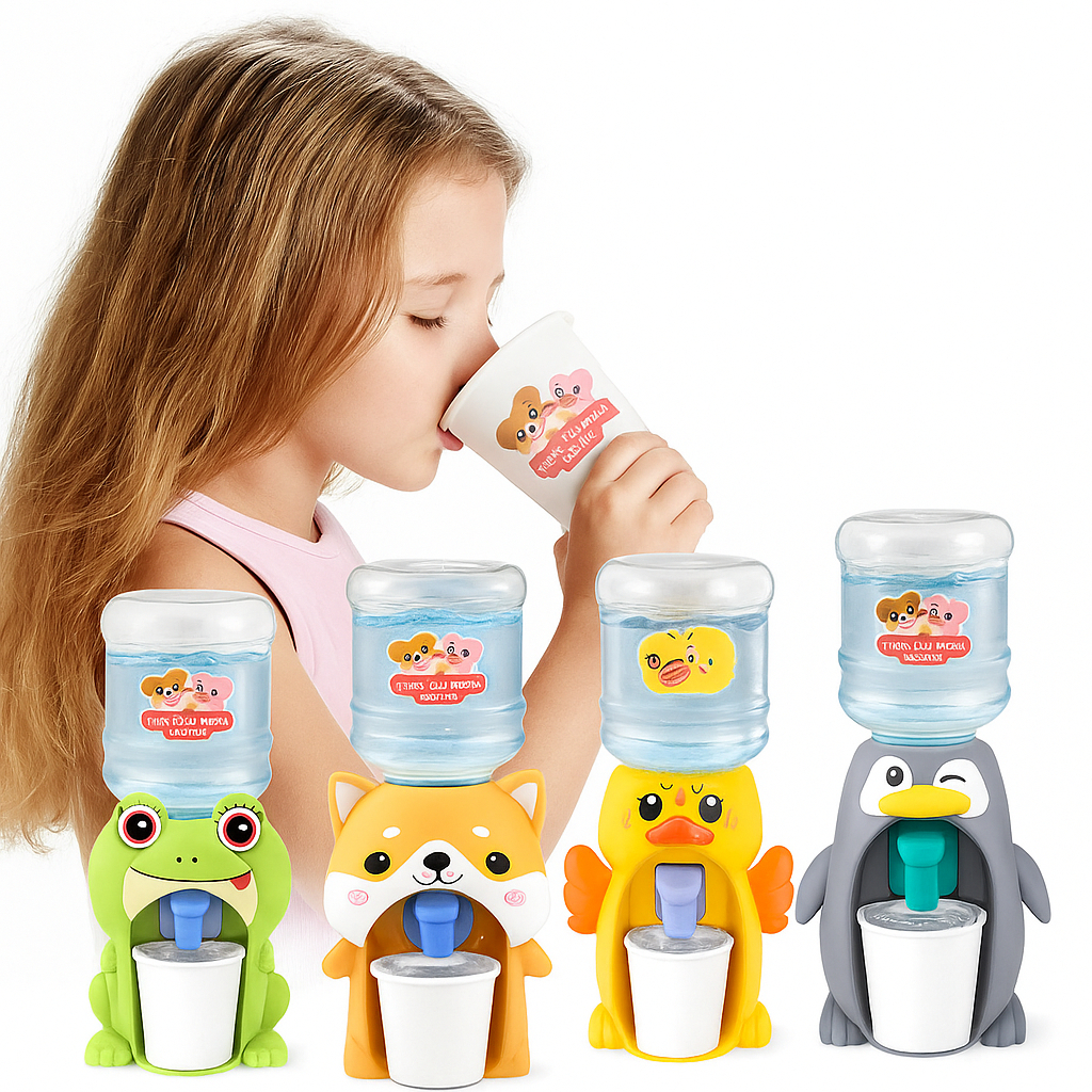 Mini Bebedouro Filtro Dispenser Para Água Suco Com Copo Para Bebida Brinquedo Infantil Formato Bicho