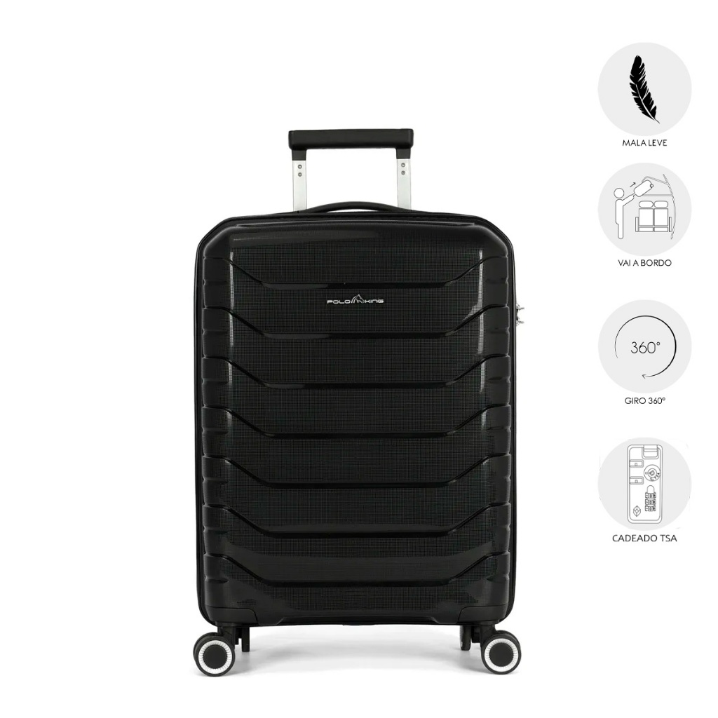Mala Pequena de Bordo 10kg TSA Polipropileno Giro 360º Munique Polo King em Oferta na Shopee