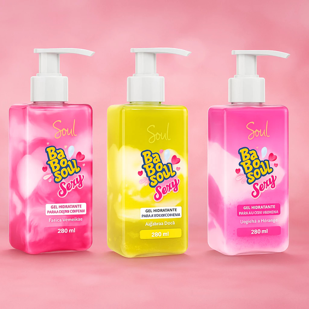 Creme Gel Hidratante Babasoul Para Corpo e Virilha, Beijável, Cheirinho de Chiclete Bubbaloo