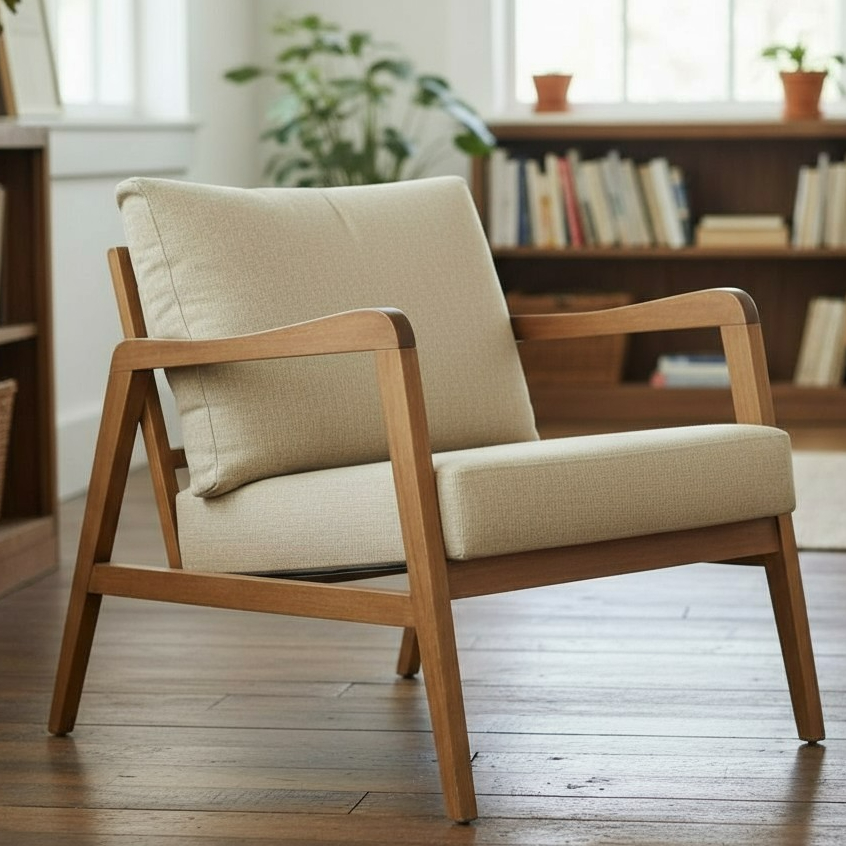 Poltrona Decorativa Bia Luxo Madeira Maciça Castellar Móbile em Oferta na Shopee