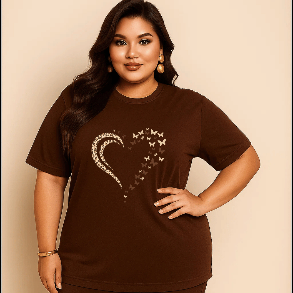 Camiseta Plus Size Feminina Estampada Do P Ao G5 Coração Pintada Academia Treino 100% Algodão Premium Verão em Oferta na Shopee