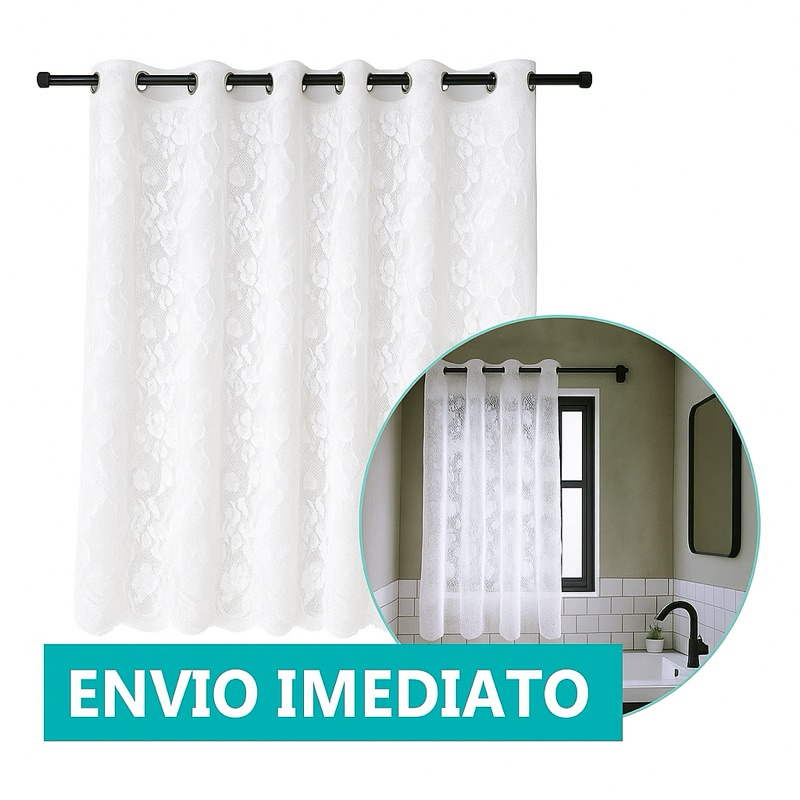 Cortina De Vitrô De Banheiro De Renda 90x70 Cm - Romance