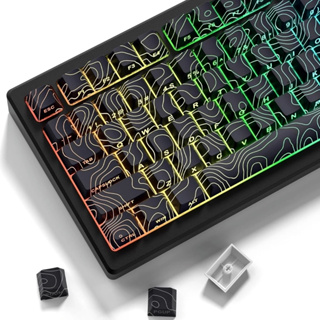 Keycaps Topográficas 97 Teclas PBT Doubleshot Preto / Branco + Removedor de Teclas - Resistentes | Bonitas em Oferta na Shopee
