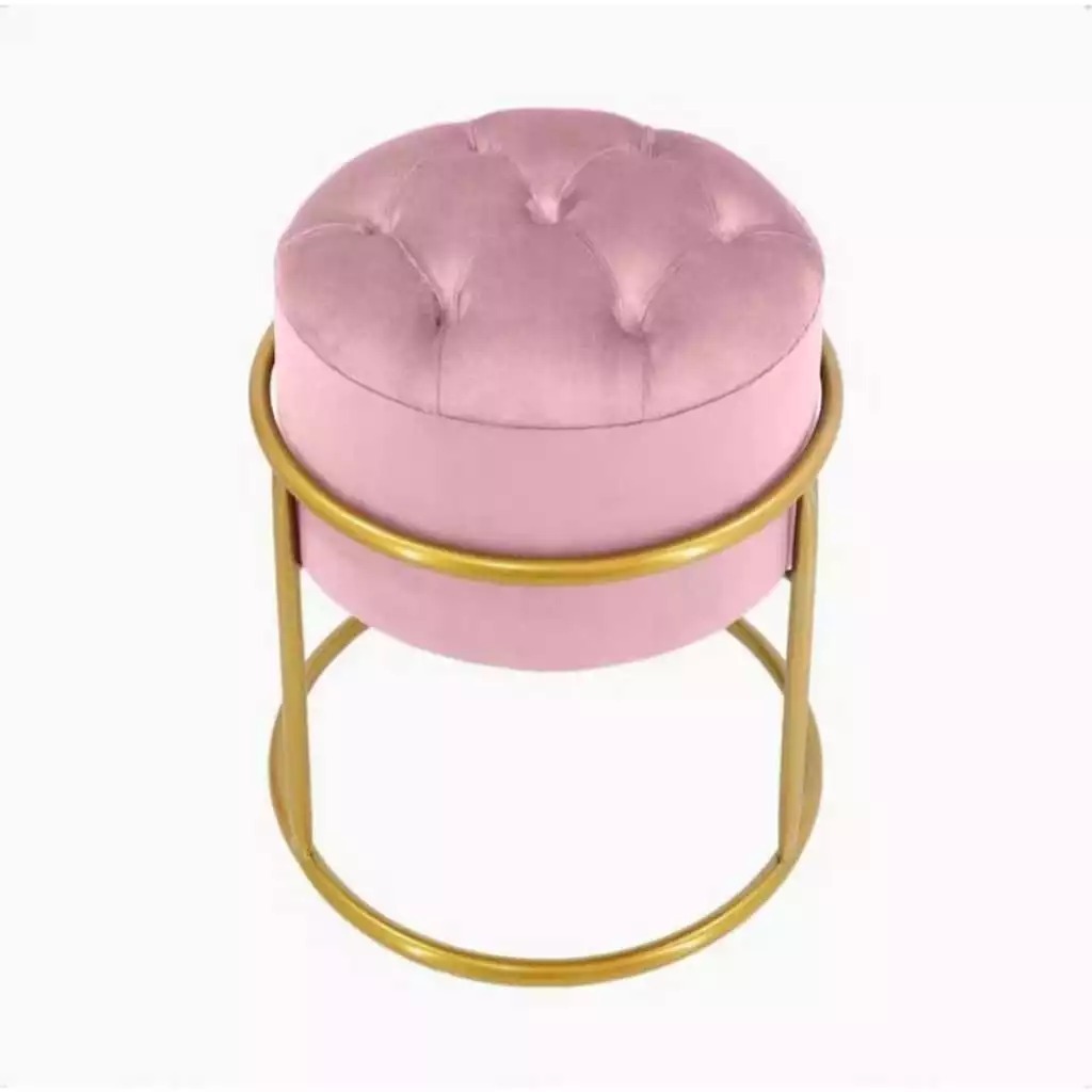 Puff Argola Banqueta Ferro Estofada Penteadeira Decoração Quarto Sala Bancada Cadeira Moderno Pufe