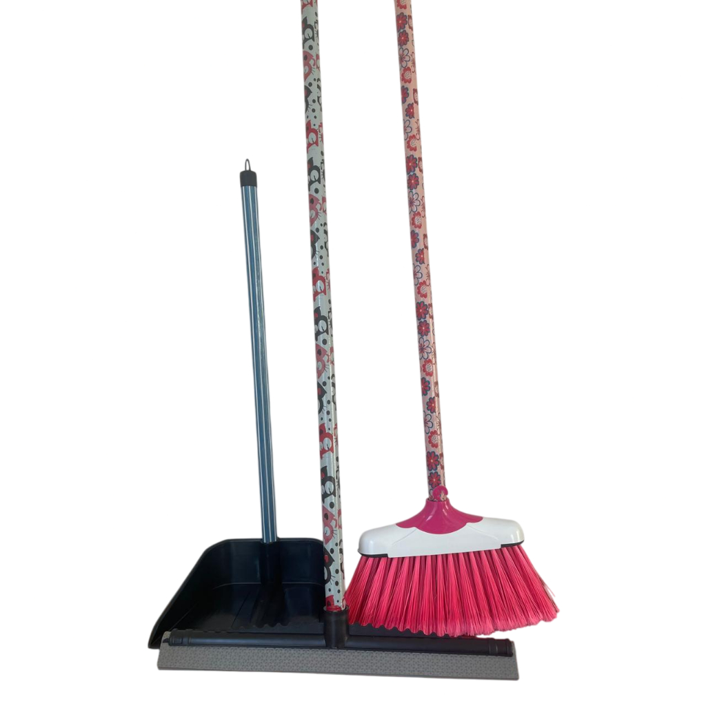 Kit Belissima Vassoura + Rodo + Pá 3 em 1 Completo com Cabo (Exceto Refil)