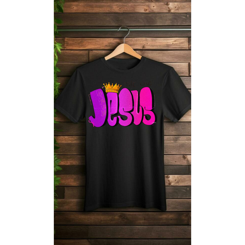 Camiseta Crista Masculina THE KING JESUS 100% Algodão  Gospel Presente Evangelico Ref 401