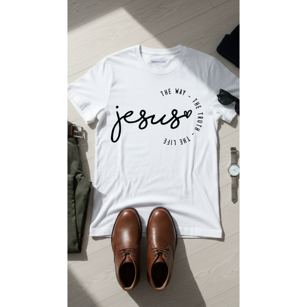 Camiseta Crista  THE WAY THE LIFE JESUS Algodão Alta Qualidade Gospel Presente Evangelico Ref 401