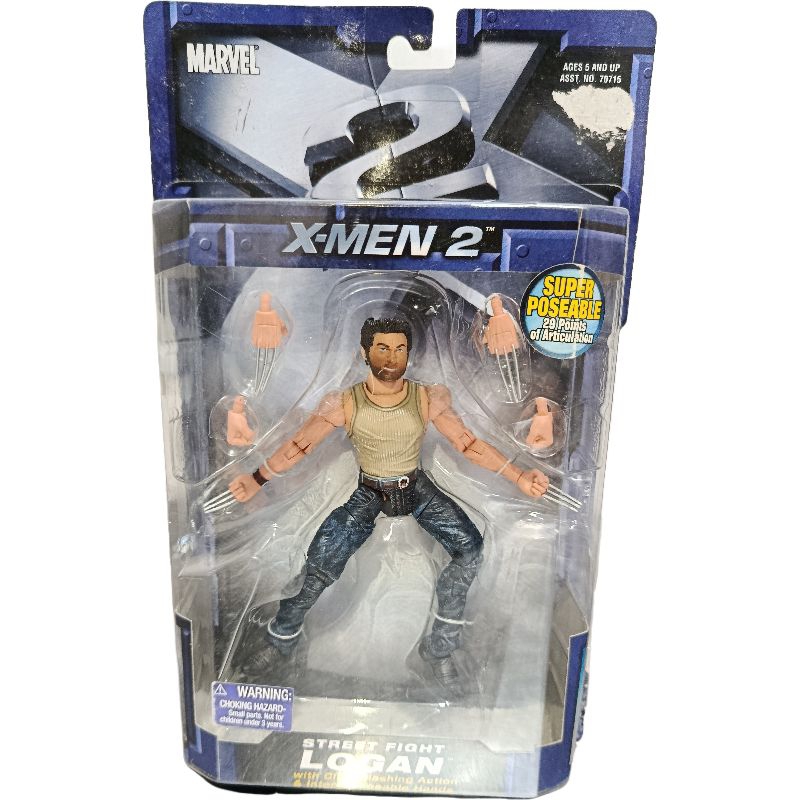 boneco Marvel legends XMen Wolverine ToyBiz 2003 X-Men 2 X2 Super Poseable Street Fight Logan Wolverine selado