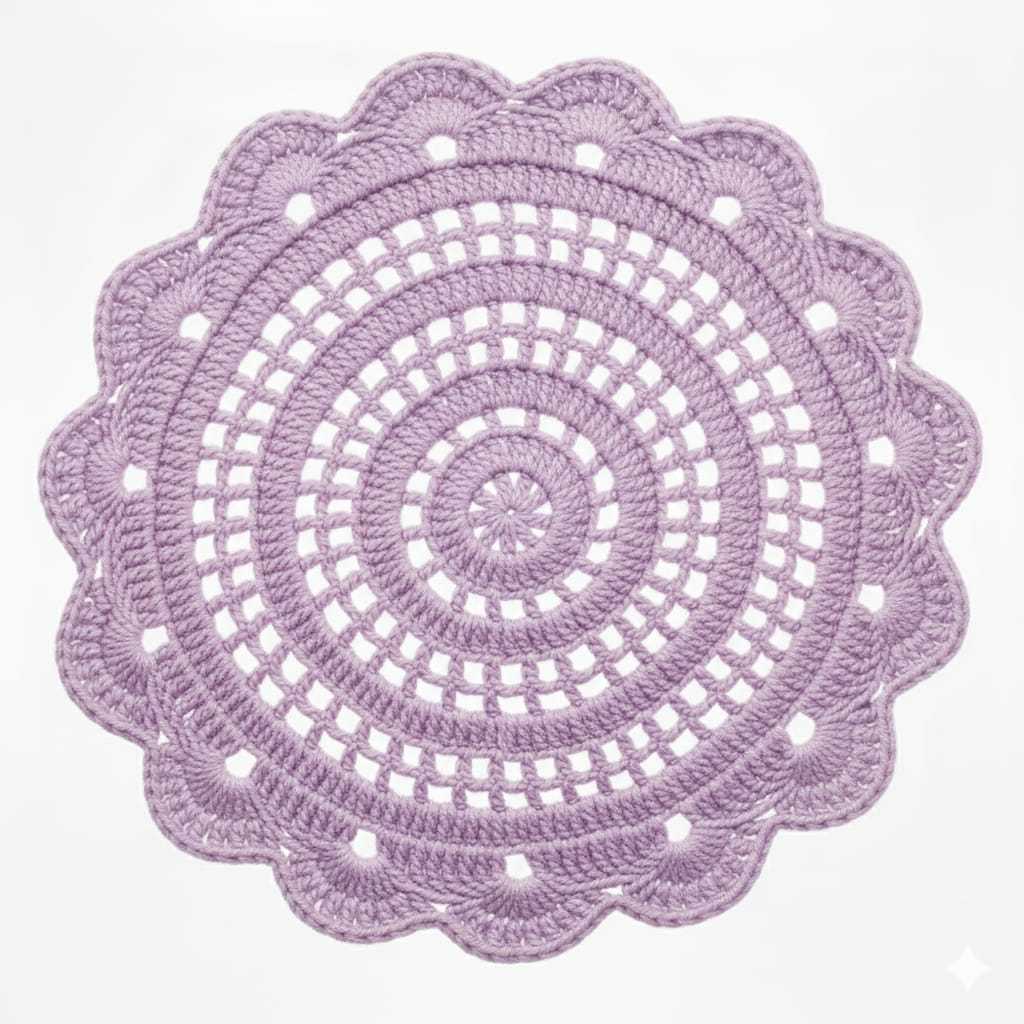 1 Susplast de crochê 37 cm Forro para refeição, porta prato, suporte para centro de mesa
