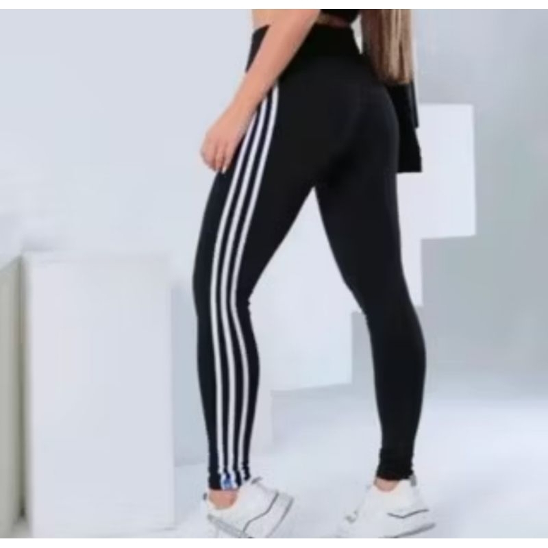 Calça legging feminina três listras  zero transparência em Oferta na Shopee