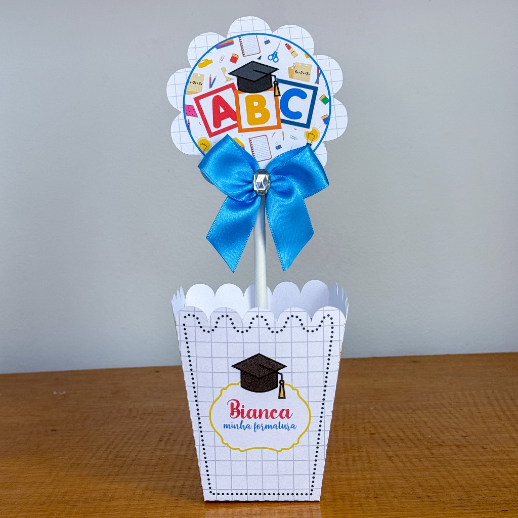 Kit de Centro de mesa ABC | Arranjo Enfeite Cachepot | Lembrancinha | Festa | Personalizado PEGUE EMONTE