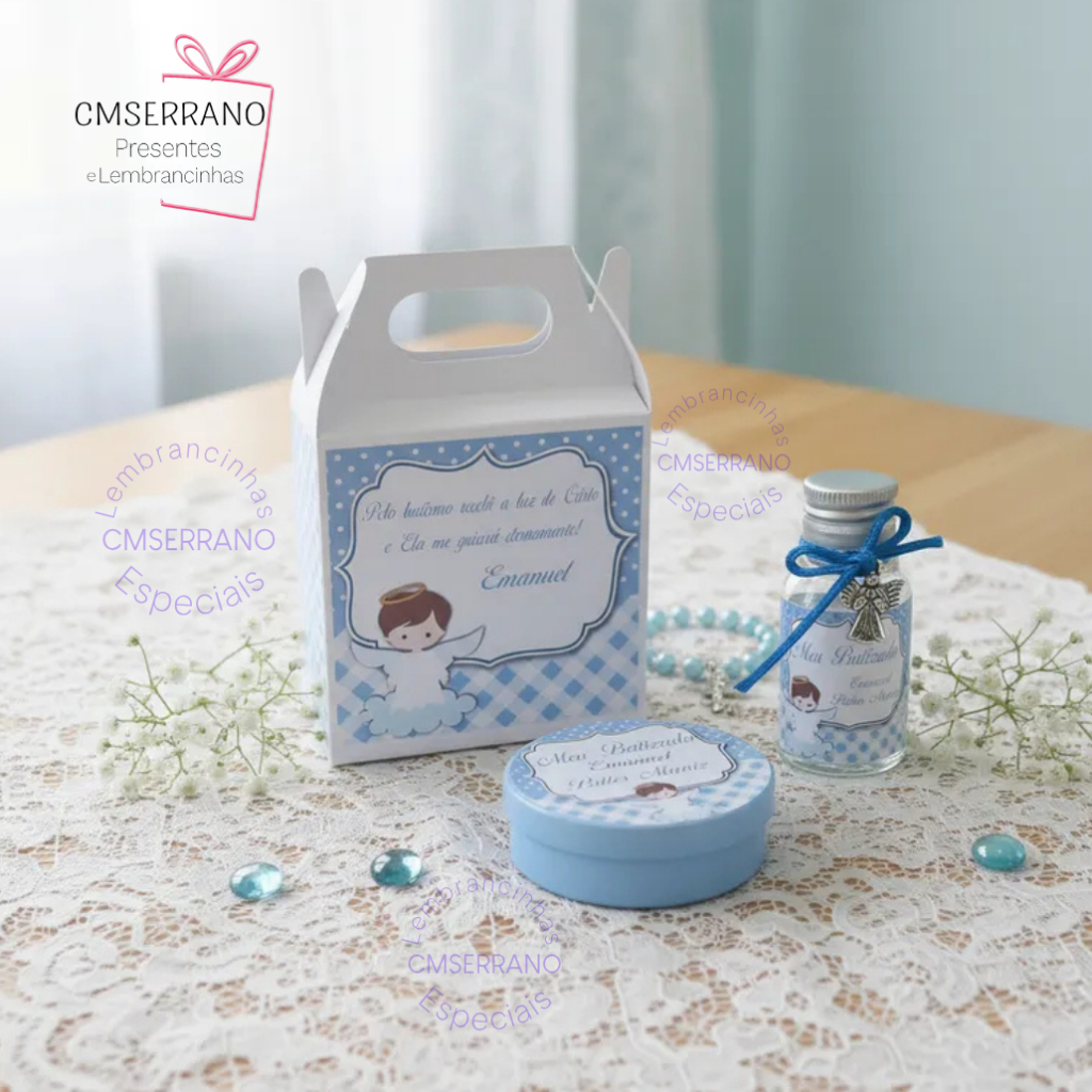 15 Lembrancinha Batizado 1ª Comunhão Eucaristia Crisma Personalizada com Mini Terço Tercinho