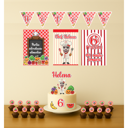 Kit festa masterchef - kit só um bolinho introdução alimentar - personalizado - decoração infantil - mesversário