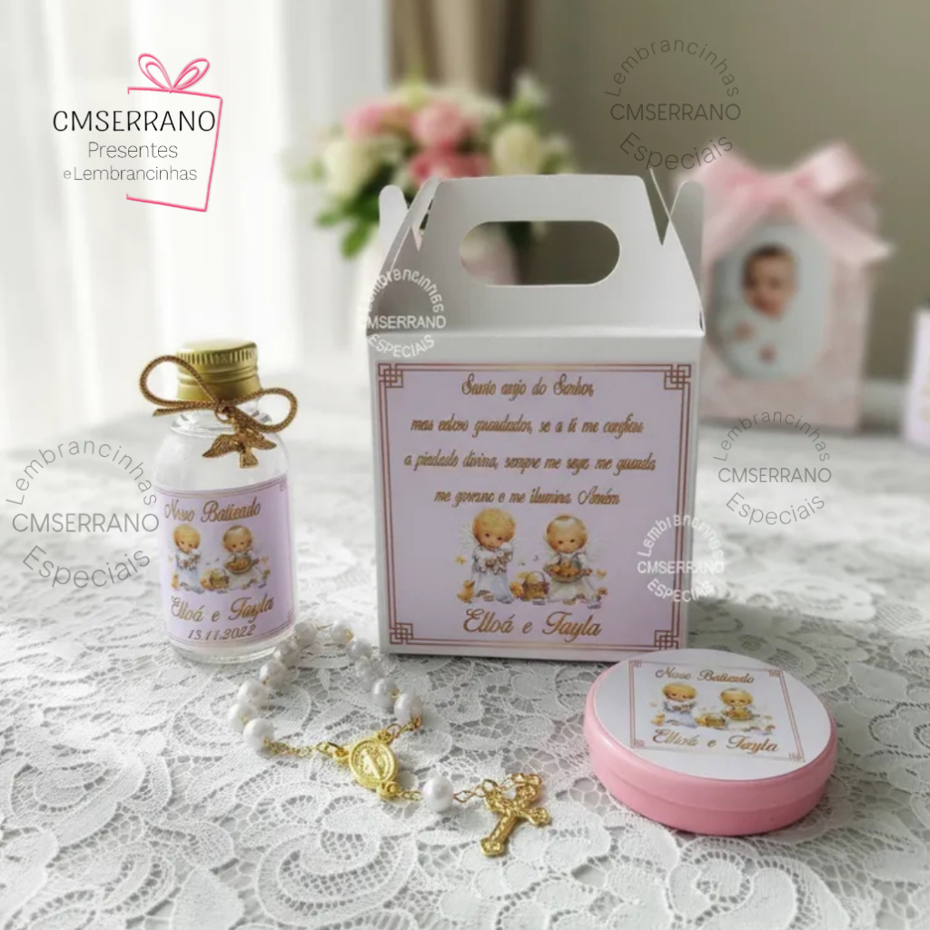 6 Lembrancinha Batizado Com Tercinho Envio em 24h Primeira Comunhão Crisma Eucaristia Mini Terço