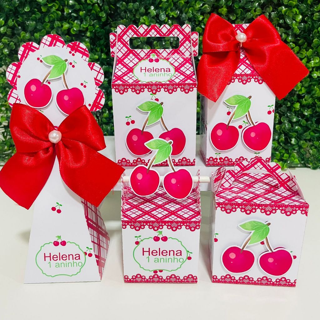 KIT PEGUE E MONTE CEREJINHA 15 LEMBRANCINHAS PERSONALIZADAS CAIXINHAS PERSONALIZADAS PAPELARIA PERSONALIZADA