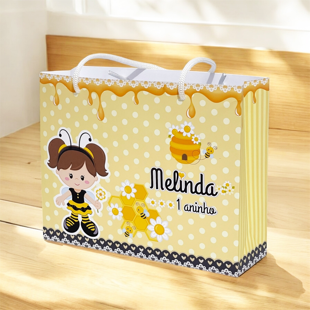 Sacolinha Personalizada Abelhinha | Lembrancinha | Aniversário ABELHINHA (Pegue e Monte)