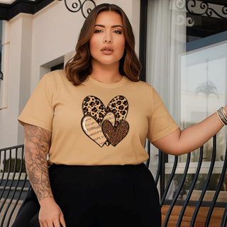 Camiseta Plus Size Feminina Estampada Coração Pintado Academia Treino 100% Algodão Premium Verão Blusa Camisa em Oferta na Shopee