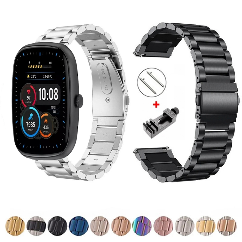 Pulseira de 22mm Metal Elos de aço inox para Smartwatch Bazik Prime S35 Ultra Max 47mm de Engate Rapido