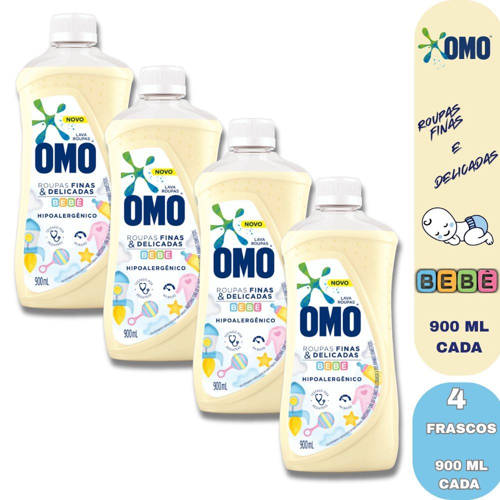 Lava Roupas Omo para Roupinhas Finas e Delicadas pro seu Bebê Frasco de 900ml