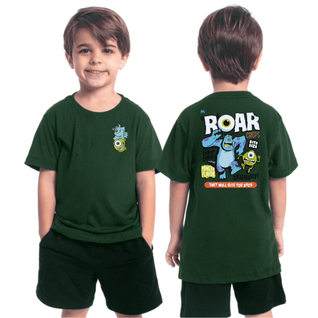 Camiseta Infantil Juvenil StreetWear -  Camisa Monstros S.A estampa Personalizada Estilosa para Crianças -Tshirt Algodão