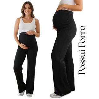 Calça Gestante Cós Alta Confortável Pantalona Gravida Cintura Alta Preta Materninade Roupa Gestante Viscolaycra premium. em Oferta na Shopee