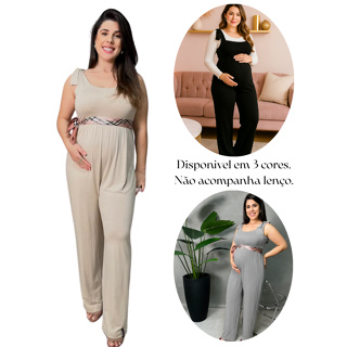 Macacão Gestante Confortável Viscolaycra Alta Qualidade Moda Maternidade Amarração no Ombro Macacão gestante estilosa em Oferta na Shopee