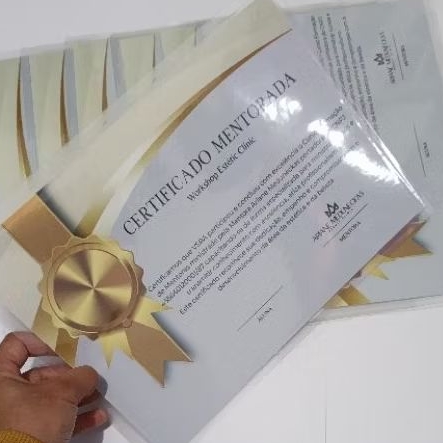 certificado impressão com plastificação em Oferta na Shopee