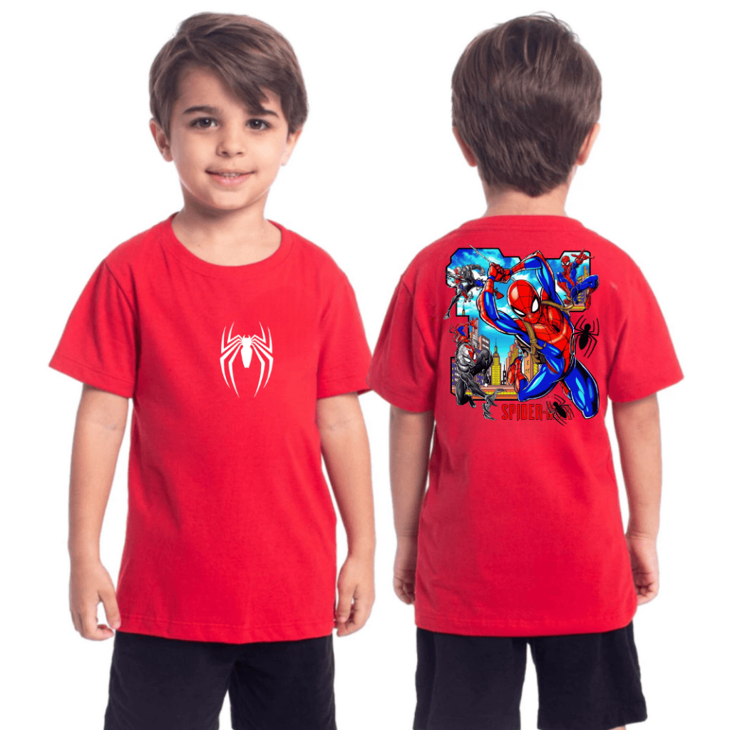 Camiseta Infantil Juvenil Para meninos Personagem Homem Aranha Blusa Super Estilosa para Crianças Estilosa 100% Algodão