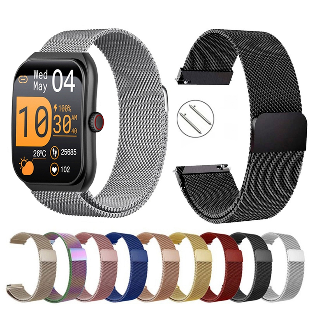 Pulseira de 22mm milanesa aço inox para Smartwatch Colmi P86 de Engate Rapido