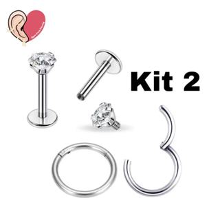 Kit 2 Piercing Labret Ponto De Luz e Argola Segmento Articulado Helix Tragus Conch Aço Cirúrgico (KA101+ KA201) em Oferta na Shopee