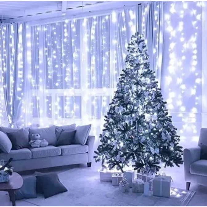 Cortina 480 Leds fio de fada 4mx3m  Festa Casamento Eventos Natal Branco Frio E Branco Quente em Oferta na Shopee