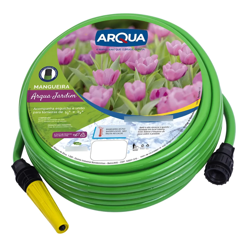 Mangueira de Jardim Arqua Pop Verde 7/16 x 20m com Esguicho e Conexões – Flexível e Durável