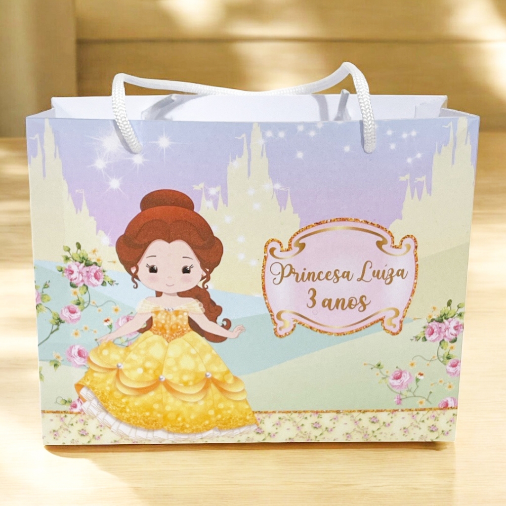Sacolinha Personalizada Princesa Bela| Lembrancinha | Aniversário PRINCESA BELA (Pegue e Monte)