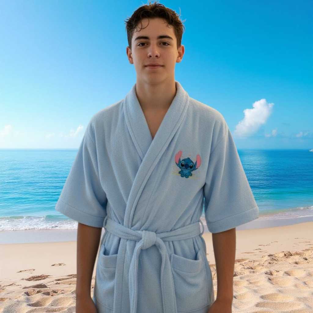 Roupão Infantil Stich Atoalhado Tecido Misto Masculino e Feminio 02 Modelos Otimas opções