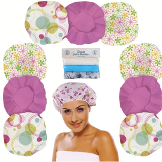 Kit Toucas Plásticas Acabamento de Banho e Hidratação com Elástico – Estampas Diversas em Oferta na Shopee